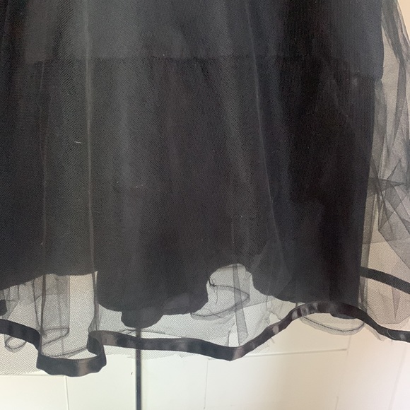 Black Satin midi skirt with tulle flounce - Picture 4 of 11